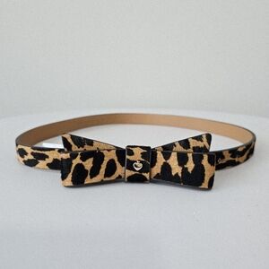 Kate Spade Leopard Print Bow Skinny Belt S NEW